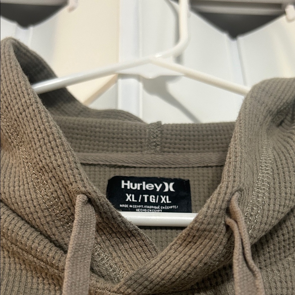 Hurley - Thermal Waffle Knit Men's Hoodie, Size XL - Olive Green - Picture 4 of 7